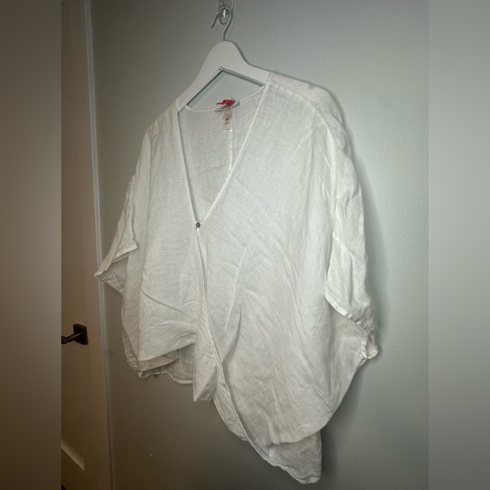 J. Jill  Elements 100% Linen Pullover White Relaxed Fit Lagenlook Top Size S - L - Picture 10 of 13